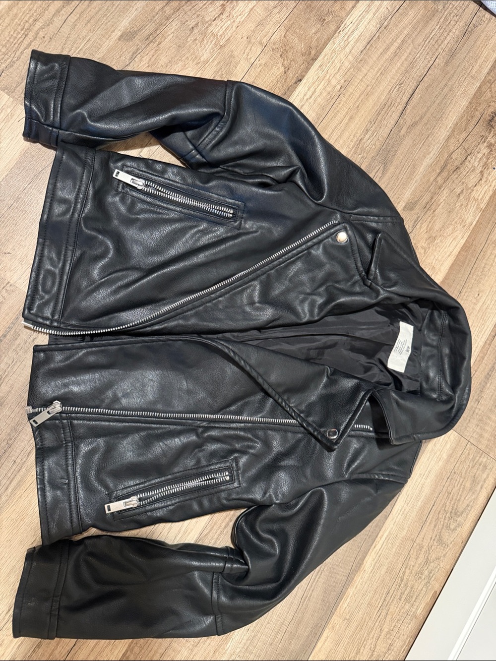 H&M Black Faux Leather Moto Jacket
